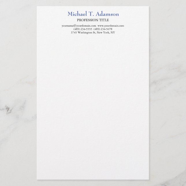 Retro Stil Elegant Plain Simple White Brevpapper (Framsida)