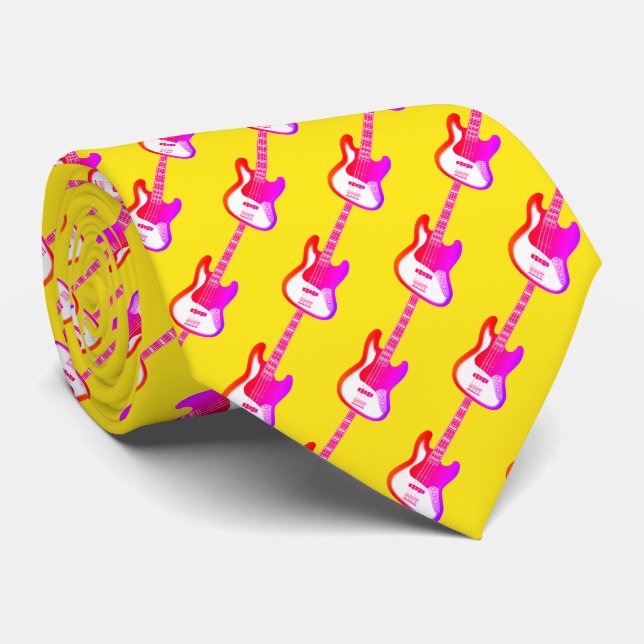 Retro stil Elgitarr Mönster  Slips (Rullad)