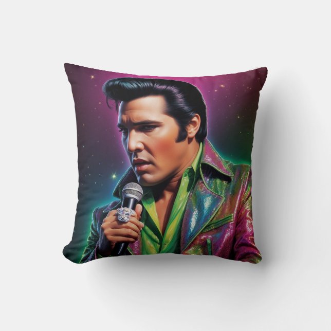 Retro-stil Elvis Presley-knapp för spridning av po Kudde (Framsida)