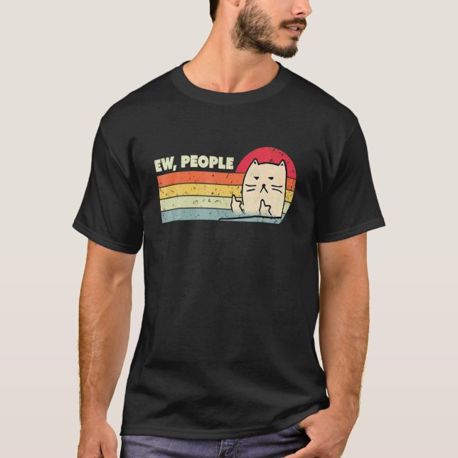 Retro stil Ew Människor Katt   Katt T Shirt (Framsida)