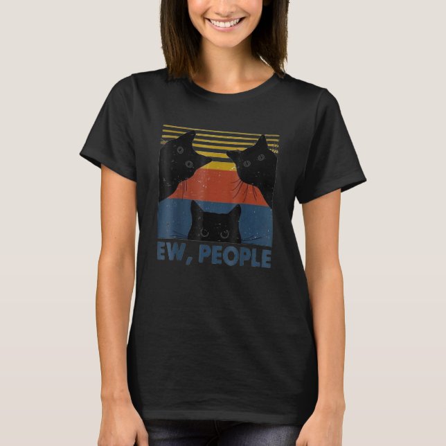Retro Stil Ew, People T-Shirt Funny Cat Introvert (Framsida)