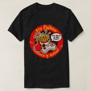 Retro Stil Fighting Game & Pommes Frites Design T Shirt