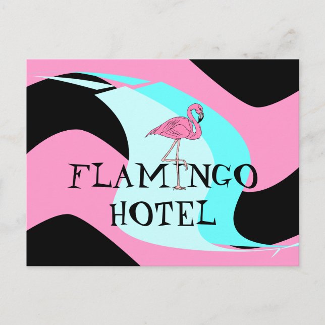 Retro Stil Flamingo Hotel Postcard aquas rosa Vykort (Framsida)