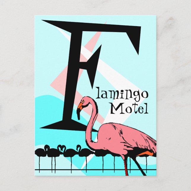 Retro Stil Flamingo Lounge Postcard aquas rosa Vykort (Framsida)