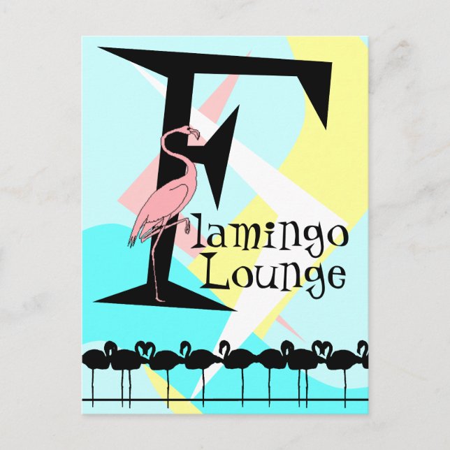 Retro Stil Flamingo Lounge Postcard aquas rosa Vykort (Framsida)