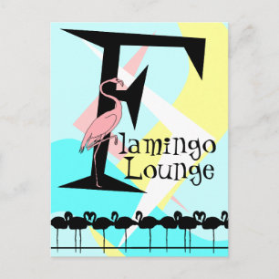 Retro Stil Flamingo Lounge Postcard aquas rosa Vykort
