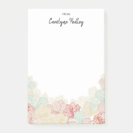 Retro Stil Flowers Silhouette-eget namn Post-it Block