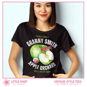 Retro Stil Frukt Gröna Äpplen T Shirt