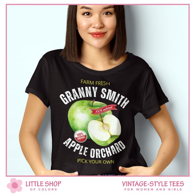 Retro Stil Frukt Gröna Äpplen T Shirt (Skapare uppladdad)
