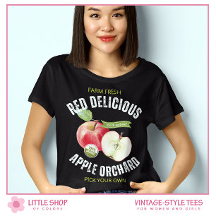 Retro Stil Frukt Röda Äpplen T-Shirt