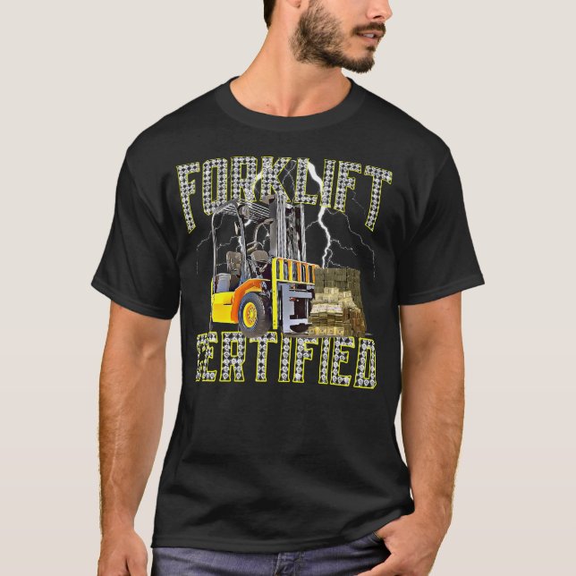 Retro Stil Funny Forklift operator Forklift Certi T Shirt (Framsida)