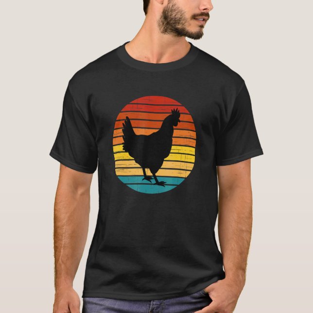Retro stil gårdsdjur höna t shirt (Framsida)
