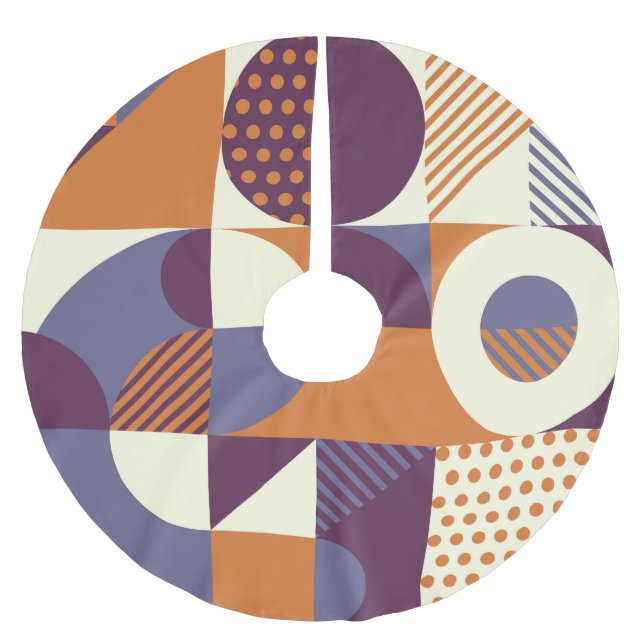 Retro Stil Geometric Mönster Design Julgransmatta Borstad Polyester (Framsidan)