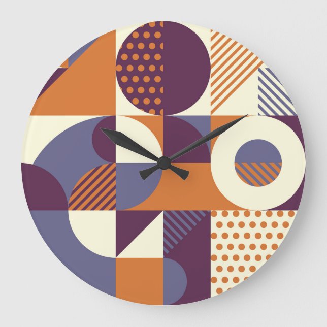 Retro Stil Geometric Mönster Design Stor Klocka (Framsida)