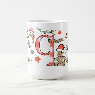 Retro Stil ger munogram Q juljul med Namn Kaffemugg