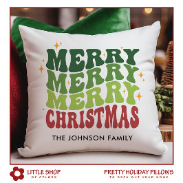 Retro Stil God jul Familjen Namn Kudde