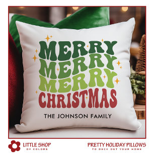 Retro Stil God jul Familjen Namn Kudde