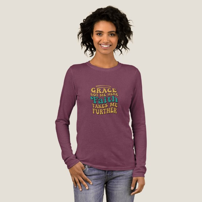Retro stil Grace- och Faith-design T Shirt (Hel framsida)