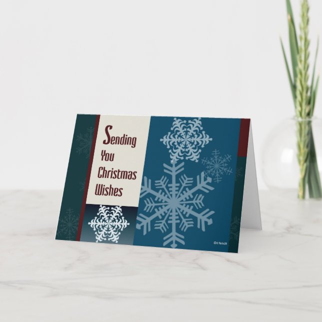 Retro Stil Graphic Snöflingor julkort Helgkort (Framsida)