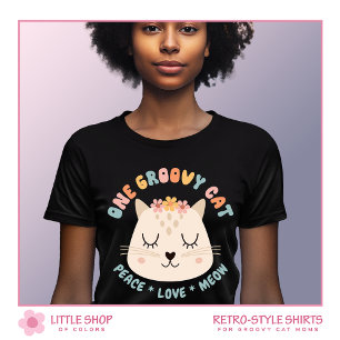 Retro Stil Groovy Cat Personlig T Shirt