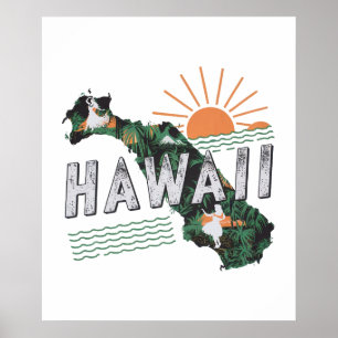 Retro Stil Hawaii Silhouette Poster