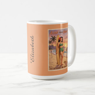 Retro Stil Hawaiiansk Kvinna Pin Up | Personaliser Kaffemugg