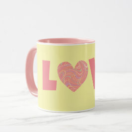 Retro Stil Heart Kärlek Rosa Mugg Kopp