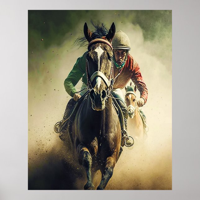 Retro Stil Horse Tävla Jockey Art Poster (Framsidan)
