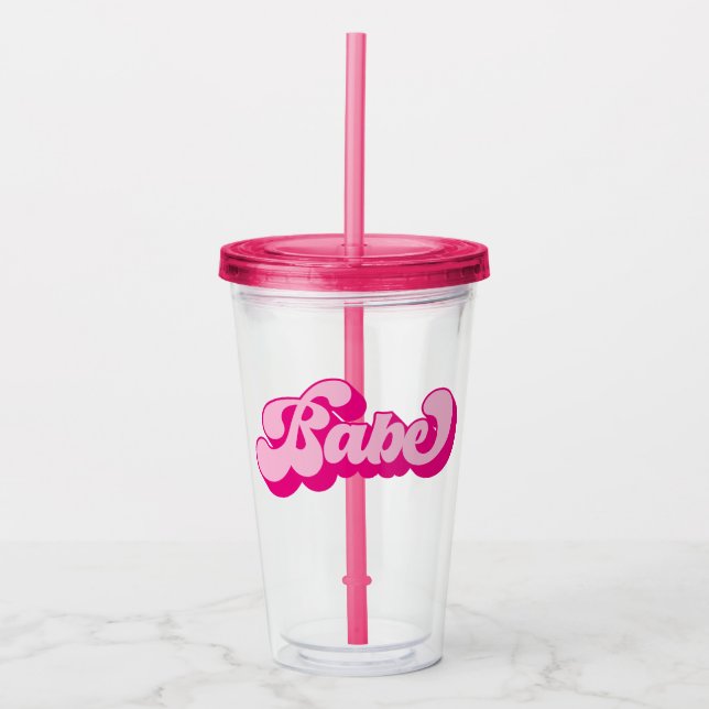 Retro Stil Hot Pink Tjej Henfest Take Away Mugg (Framsida)