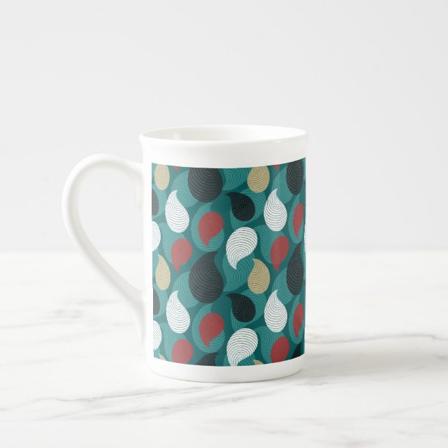 Retro Stil i Attractive Swirl i Färg Benporslin Mugg (Vänster)
