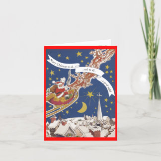 Retro-Stil, julkort för jultomten i Sleigh Helgkort