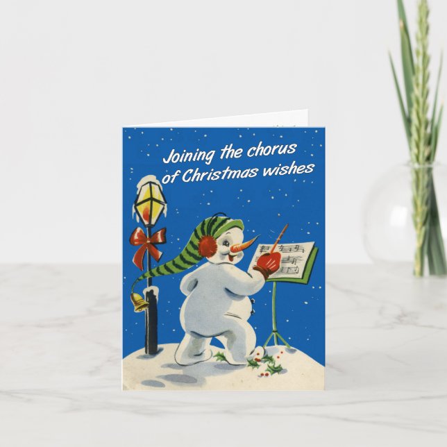 Retro-Stil-julkort för Snögubbe Helgkort (Framsida)