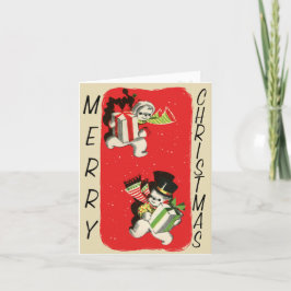 Retro-Stil-julkort för Snögubbe Helgkort
