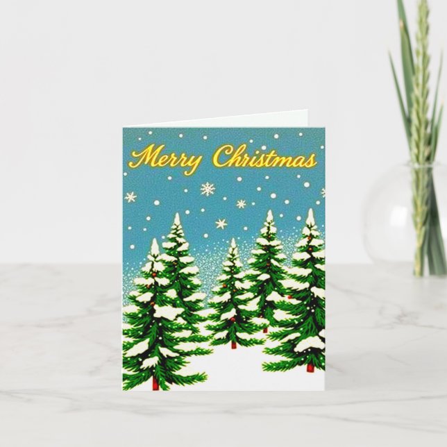 Retro Stil-julkort med Träd Kort (Framsida)