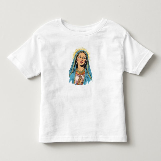 Retro-stil Jungfru Maria barn T-shirt (Framsida)