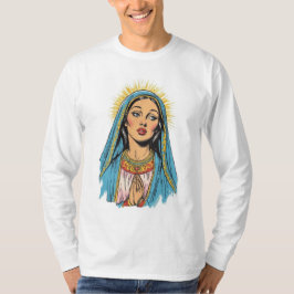 Retro stil Jungfru Maria Herr T-shirt med långa är