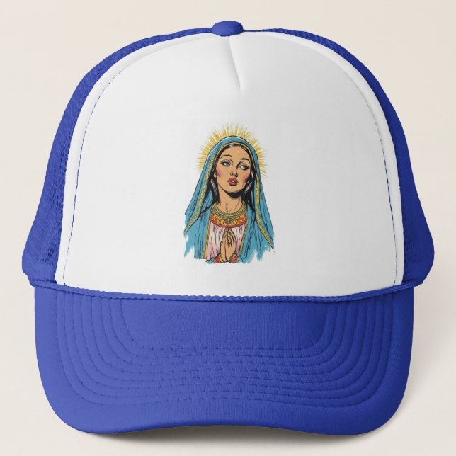 Retro Stil Jungfru Maria Trucker Hatt Keps (Framsida)