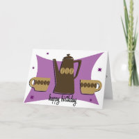 Retro Stil-kaffe, behandlat födelsedagskort (Lila)