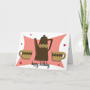 Retro Stil-kaffe, behandlat födelsedagskort (Rosa) Kort