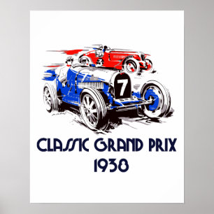 Retro stil klassiska bilar Grand Prix Poster