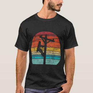 Retro stil Lineman Cell Torn Line Worker T Shirt