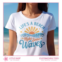 Retro Stil Livets Strand Anpassningsbara Dam- T Shirt