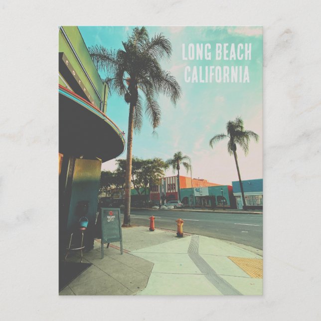 Retro Stil Long Beach California Inbjudan Vykort (Framsida)