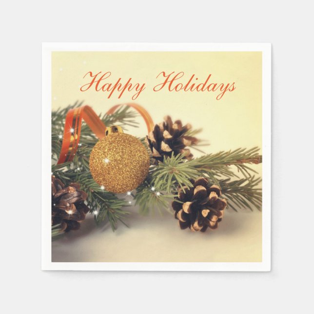 Retro Stil Lycklig Helgdag Dekoration Pappersserve Pappersservett (Framsidan)