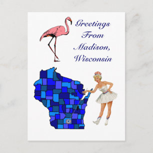 Retro Stil Madison Wisconsin State Karta vykort