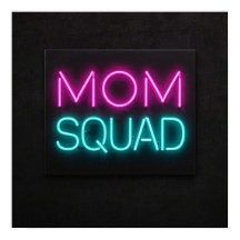 Retro-stil, "Mamma Squad", neon rosa och teal