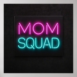 Retro-stil, "Mamma Squad", neon rosa och teal Poster