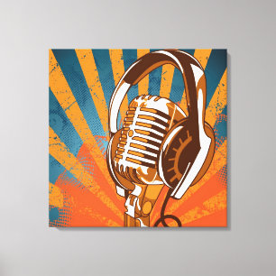 Retro Stil Microphone Canvastryck