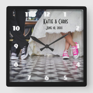 Retro Stil Middag par Bröllop Fyrkantig Klocka