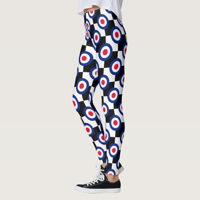 Retro Stil Mod avböjer Checkers avböj på Leggings (Vänster)